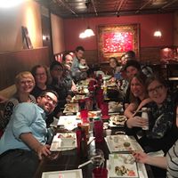 Happy group downstairs - we all left satisfied! The menu is diverse and offers something for everyone. at Ami in Bloomington