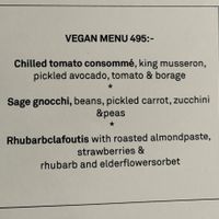 Vegan menu at Brasserie Godot in Stockholm