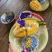 Mango sticky rice  at Thai Farm Cooking School in Chiang Mai