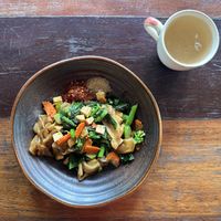 Pad see ew (without egg)  at Thai Farm Cooking School in Chiang Mai