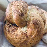 Spinach artichoke pretzel knot at Hopscotch Coffee in Bloomington