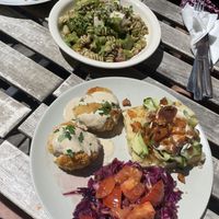 Salad of the day and plate of the day  at Against the Grain in Lyon
