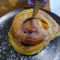 Pumpkin cinnamon roll at Against the Grain in Lyon
