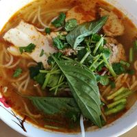 Spicy noodle soup at Dharma Garden Veggie Deli in Vancouver