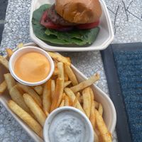 Umbrian black truffle burger. Very good, although the beyond patty could due with some seasoning. Nice fresh bun. Smoky fries were well seasoned.  at Woking Amazing in Northcote
