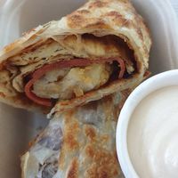 Eggy roll w/bacon $17.00: really good egg texture (tofu skin) at Woking Amazing in Northcote