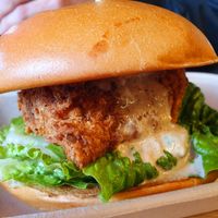 Chicken ceasar burger at Woking Amazing in Northcote