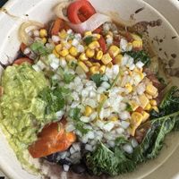 Very veggie bowl, add guacamole, corn salsa, and cilantro onions    at ORD - Burrito Beach & B Smooth - T3 in Chicago
