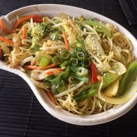 Vegetarian Singapore Noodles (no egg) at Wok'd in Carrum Downs