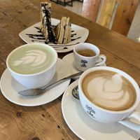 Matcha, Caramel Latte, Espresso and "French Toast”  at LN Fortunate Coffee - Jogja in Yogyakarta