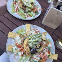Loaded nacho potato & bolognese potato  at Diggers Vegie Kitchen in Anglesea