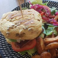 Tofu burger at Diggers Vegie Kitchen in Anglesea