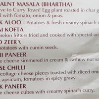 Vegetable delights with gravy menu ( Vegan/vegan options available circled) at Curry Town in Carrum Downs