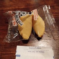 Cookie for desert and fortune remixing at Veggie Heaven in Montclair