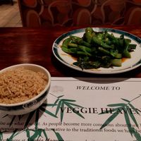 Chinese broccoli with brown rice one of my new faves at Veggie Heaven in Montclair