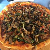 The famous vegan pizza- amazing but took good 30-40 mins wait at Sandbar in San Pedro
