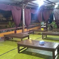 Traditional sitting on the floor at Veganissimo in Yogyakarta