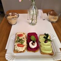 Traditional Czech chlebicky (small sandwiches) at I Like Veggie Food Tours in Prague