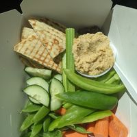 Hummus plate to go at Mermaid Garden Cafe  in Klamath Falls