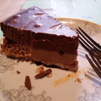 vegan cashew chestnut chocolate cheesecake!!! at Indulge Cafe in Santa Fe