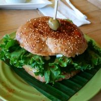 delicious veggieburger at Garden of Eden in Santa Elena De Monteverde