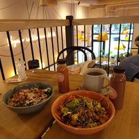 Cesar salad and yuzu tempething at Mahalo - Hornsgatan in Stockholm