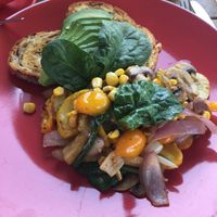 Sautéed veggies with avo on toast  at Yogolicious in Livingstone Shire