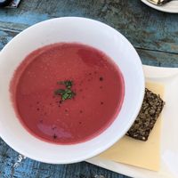 Soup of the day with seeded bread  at GustaV in Salzburg