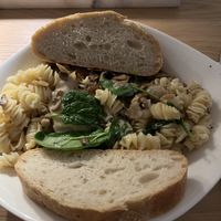 Vegan crema di funghi with plant based chicken & spinach   at Vapiano - Albert St in Brisbane