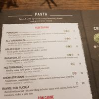Pasta options at Vapiano - Albert St in Brisbane