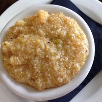 Vegan chili pesto grits at Smoke and Barrel in Washington