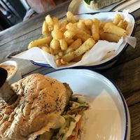 Tofu burger, fries and beyond burger  at Soul Burger in Randwick