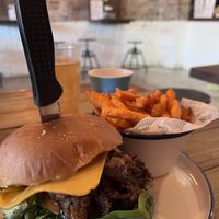 Brisket burger and sweet potato fries  at Soul Burger in Randwick