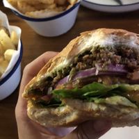 Just beef burger w pesto & fries  at Soul Burger in Randwick