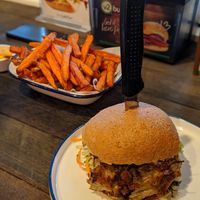 Burger and sweet potato fries at Soul Burger in Randwick