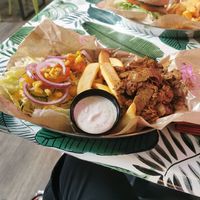 vegan kebab with garlic sauce at Green Bus in Wroclaw