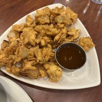Onion pakoras  at Mayuri Indian Cuisine in Surrey
