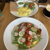 Omelette and scrambled tofu  at Cafe Michelle in Warsaw