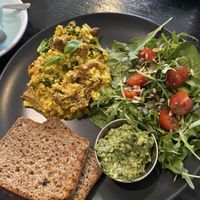 Forest mushroom tofu scramble   at Cafe Michelle in Warsaw