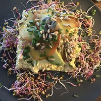 Focaccia with scrambled eggs  at Cafe Michelle in Warsaw