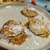 Veganised traditional Russian syrniki at Veggie Box in St Petersburg