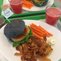 Chickpea Burguer with onion bread. at Vegana Burgers - Atrium Saldanha in Lisbon