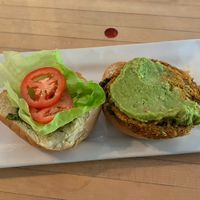 Sweet potato lentil burger  at Gabriel's Cafe in Nanaimo