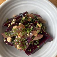Beetroot, caramelised onion and hazelnuts  at The Independent in Gembrook