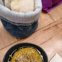 fresh warm bread with dip to whet our appetites at The Independent in Gembrook