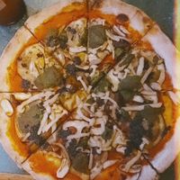 Vegan pizza. Sorry about the filter on the photo! at By Hand Cafe in Chiang Mai
