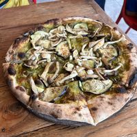 Green pesto, four mushrooms  at By Hand Cafe in Chiang Mai