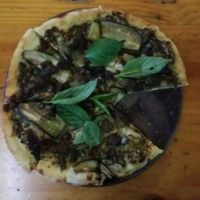 green vegan pizza at By Hand Cafe in Chiang Mai