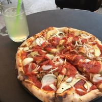 Vegan veggie pizza at By Hand Cafe in Chiang Mai