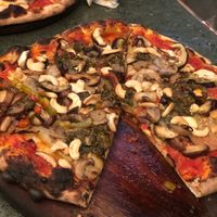 Mushroom pizza  at By Hand Cafe in Chiang Mai